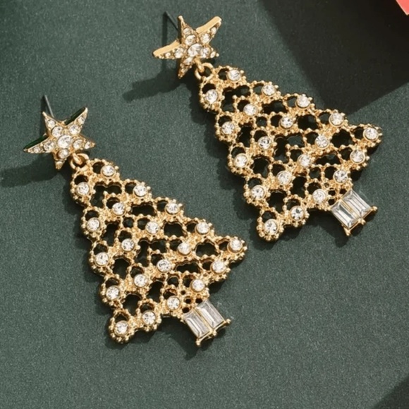 New rhinestone Christmas tree dangle earrings - Picture 4 of 5
